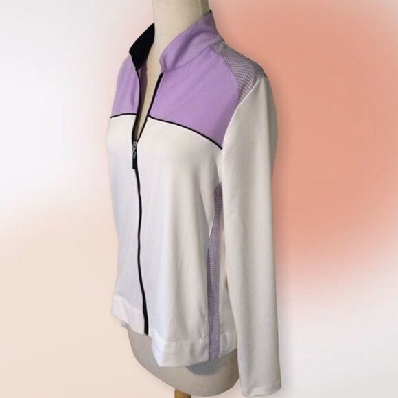 Izod Performance Lavender and White Full Zip Front Jacket Med - Picture 3 of 12